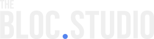 The Bloc Studio Logo White and Blue